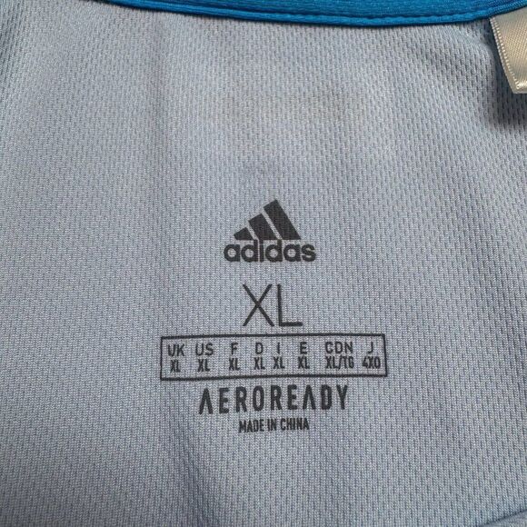 Adidas Golf Polo Shirt Mens XL Blue Gray Areoready Golfer Office Casual Athletic - Picture 9 of 14